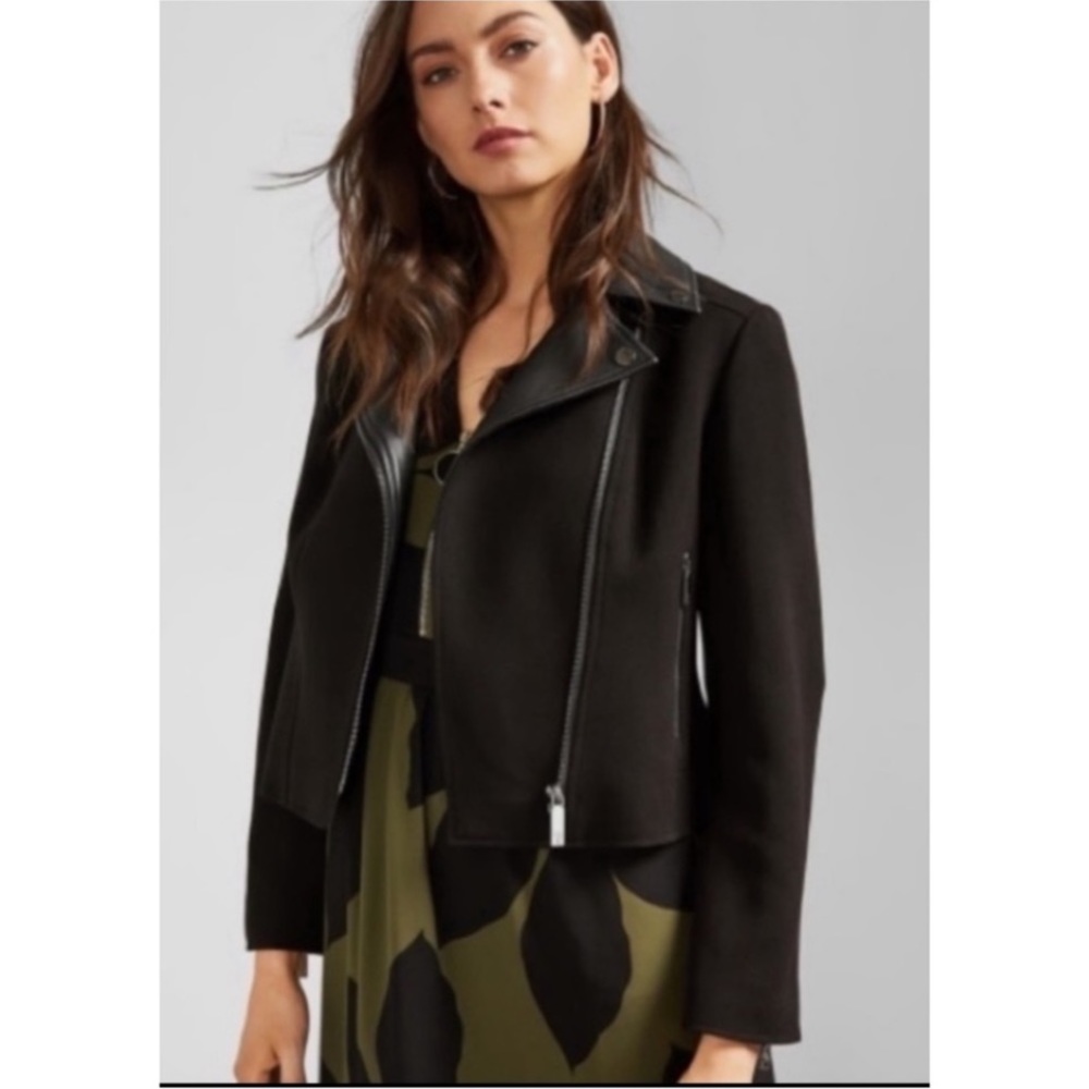 2023 COLLECTION TED BAKER FAUX LEATHER BIKER JACKET SZ US 4 OR TED SZ 1